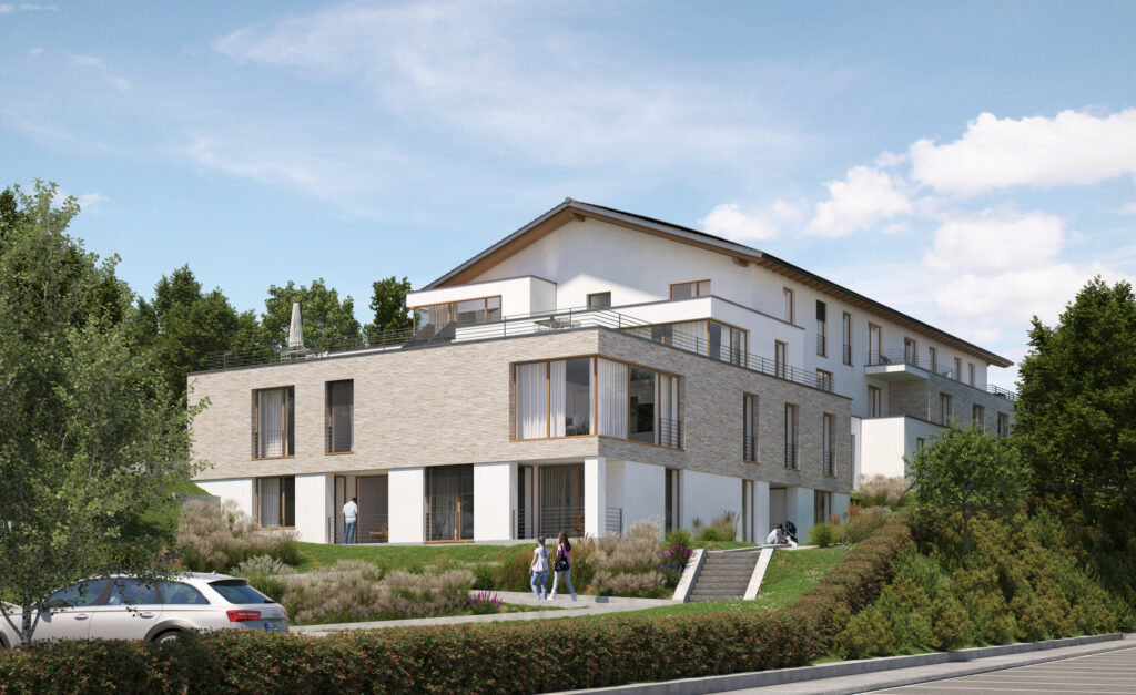 3D-Visualisierung Betreutes Wohnen: Wohnquartier Dörentrup - inklusive Interieurdesign und Ausarbeitung der Grünflächen.